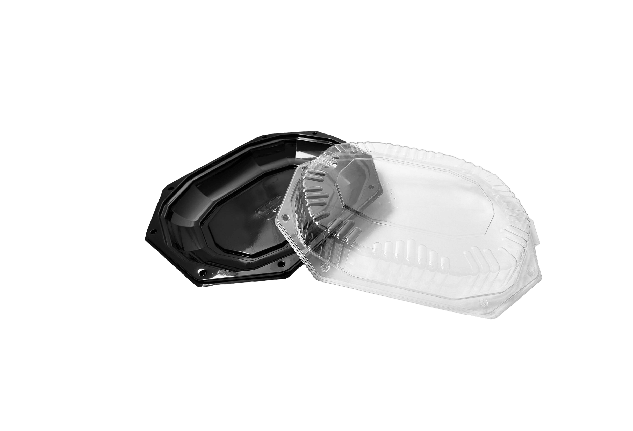 Platouri negre medii cu capac inclus, 50 buc/set